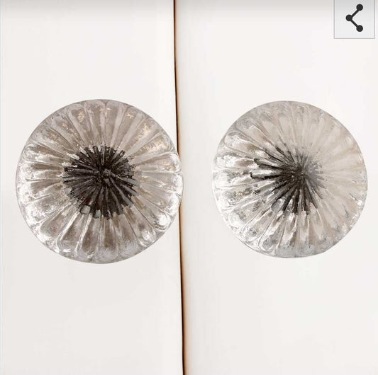 Large Clear Glass Daisy Knob, Raised Detail